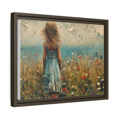 Young Girl Looking Out To Sea wall art, featuring a peaceful ocean view and a young girl in contemplation, printed on high-quality canvas for timeless décor.