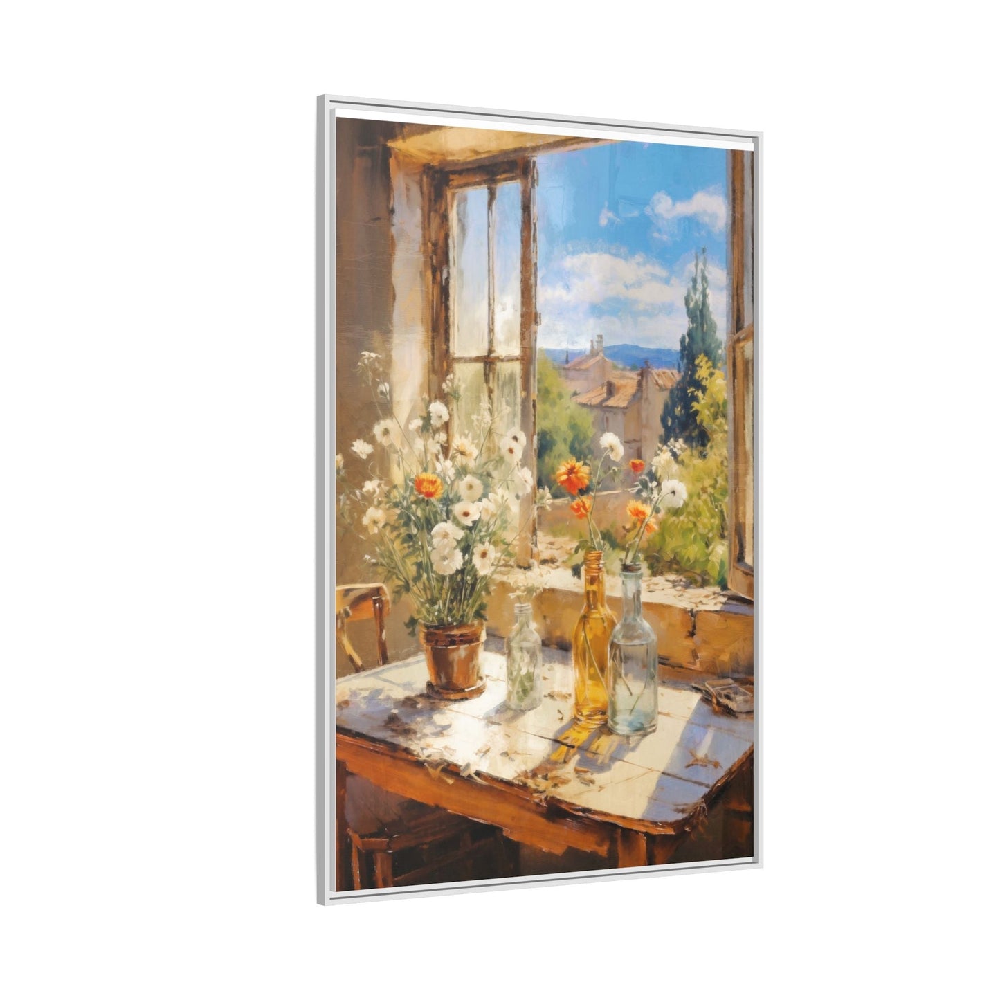 Summer Window – Elegant pinewood-framed wall art featuring a high-quality cotton-polyester canvas with vibrant colors and a timeless design.