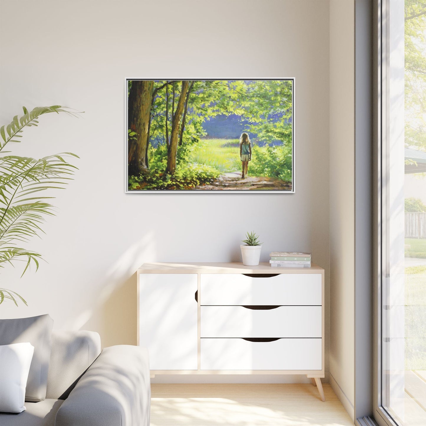 INTO THE LIGHT 11 – A captivating artwork featuring a luminous scene that evokes a sense of depth, movement, and serenity, framed in premium pinewood for timeless décor.