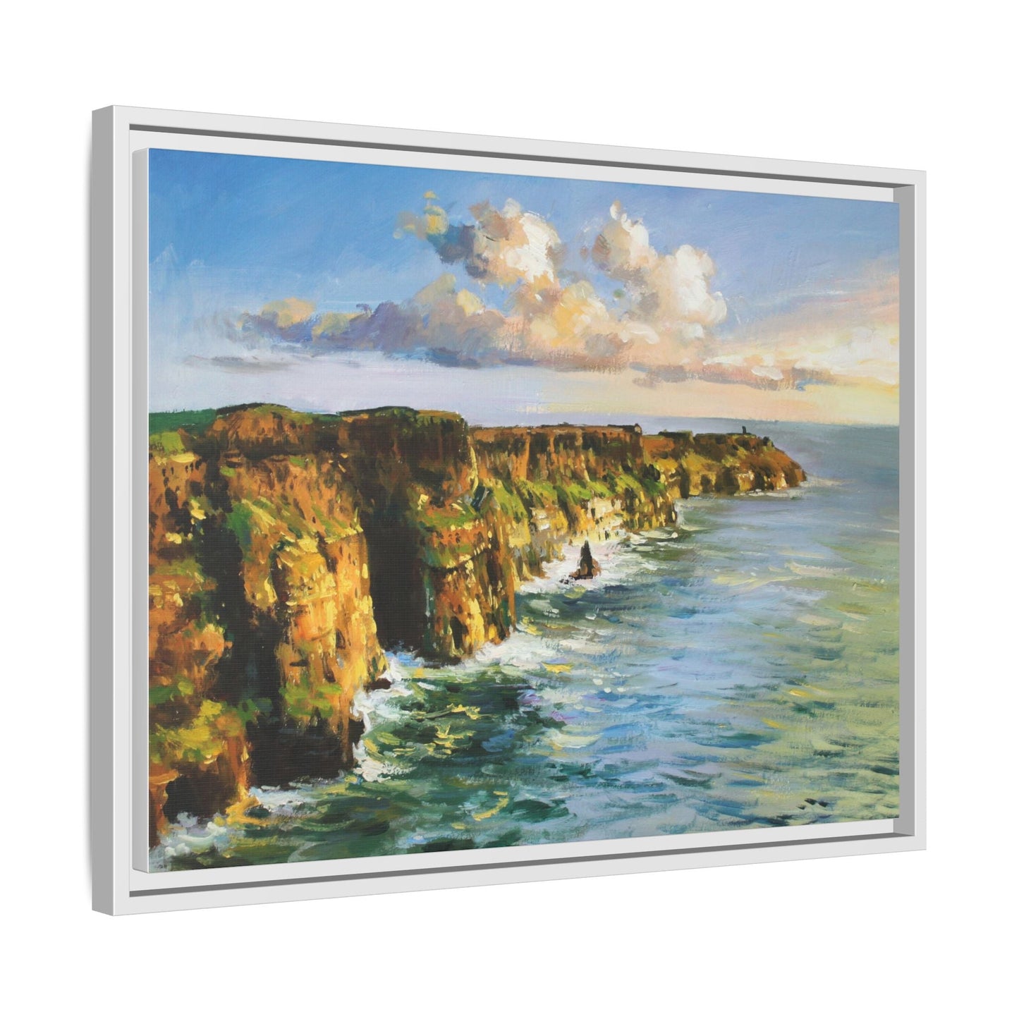 Cliffs of Moher wall art showcasing the dramatic Irish coastline, printed on high-quality canvas to bring natural beauty into your home décor.