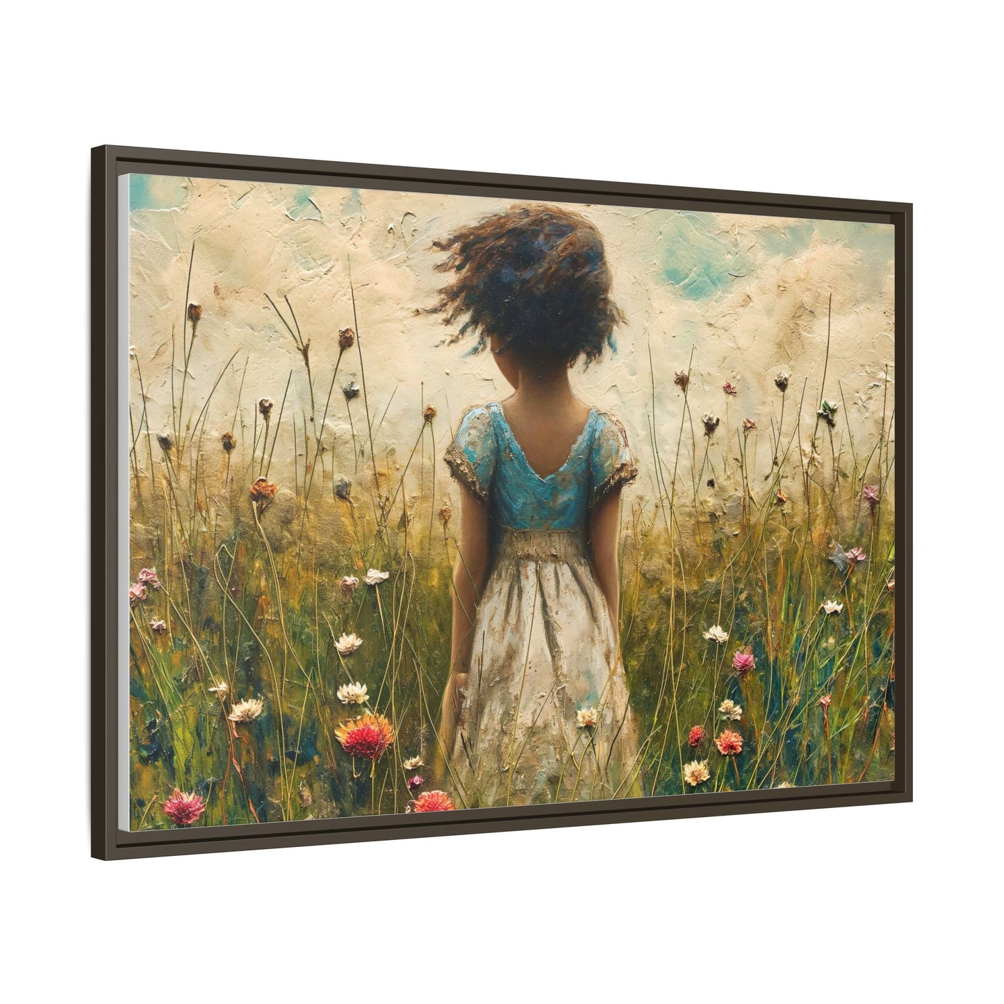 Young Girl In Flowers Wall Art - Graceful Portrait of Girl Surrounded by Flowers for Home Décor