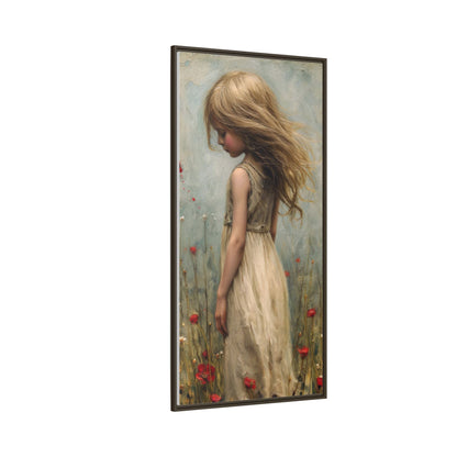 Young Girl In Flowers – Elegant pinewood-framed wall art featuring a high-quality cotton-polyester canvas with vibrant colors and a timeless design.