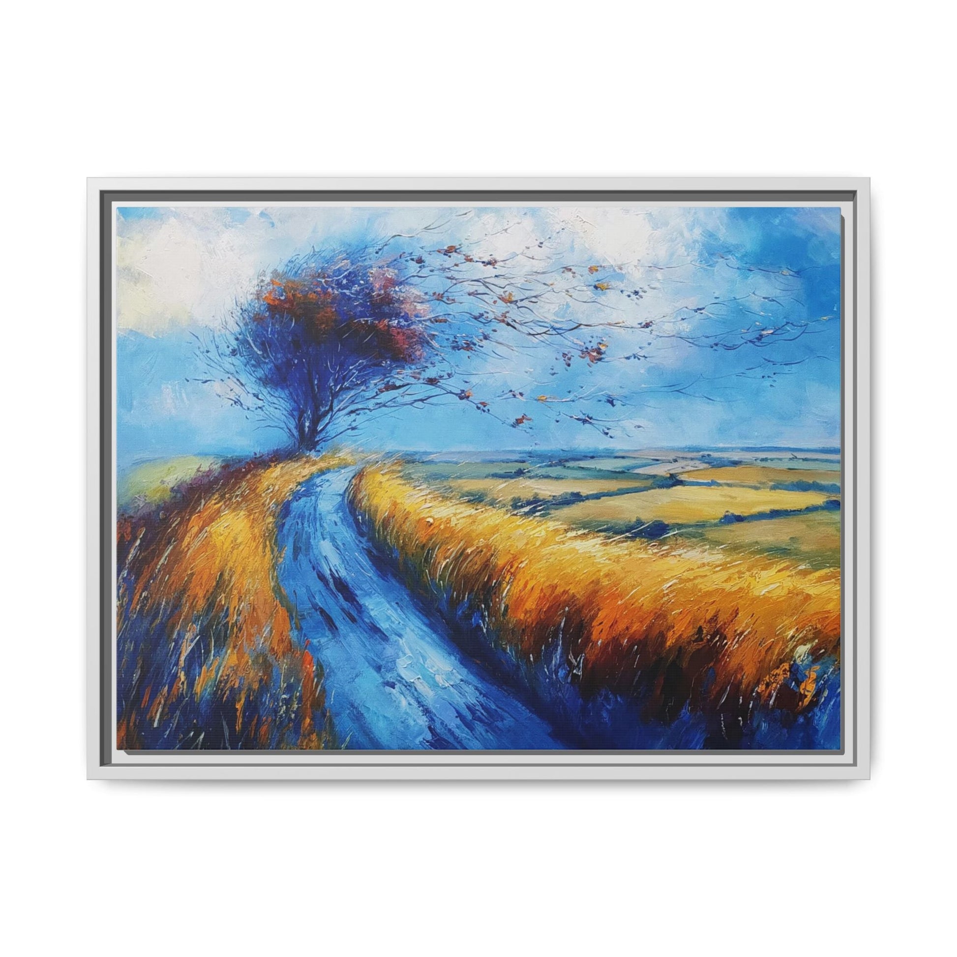 Autumn Leaves Scattering A Premium Pinewood Art Frame for Timeless Décor