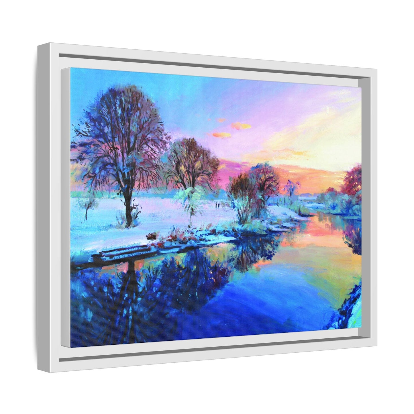 Winter Trees framed art – Premium pinewood frame with a cotton-polyester canvas print, featuring a protective coating for lasting beauty and timeless décor.