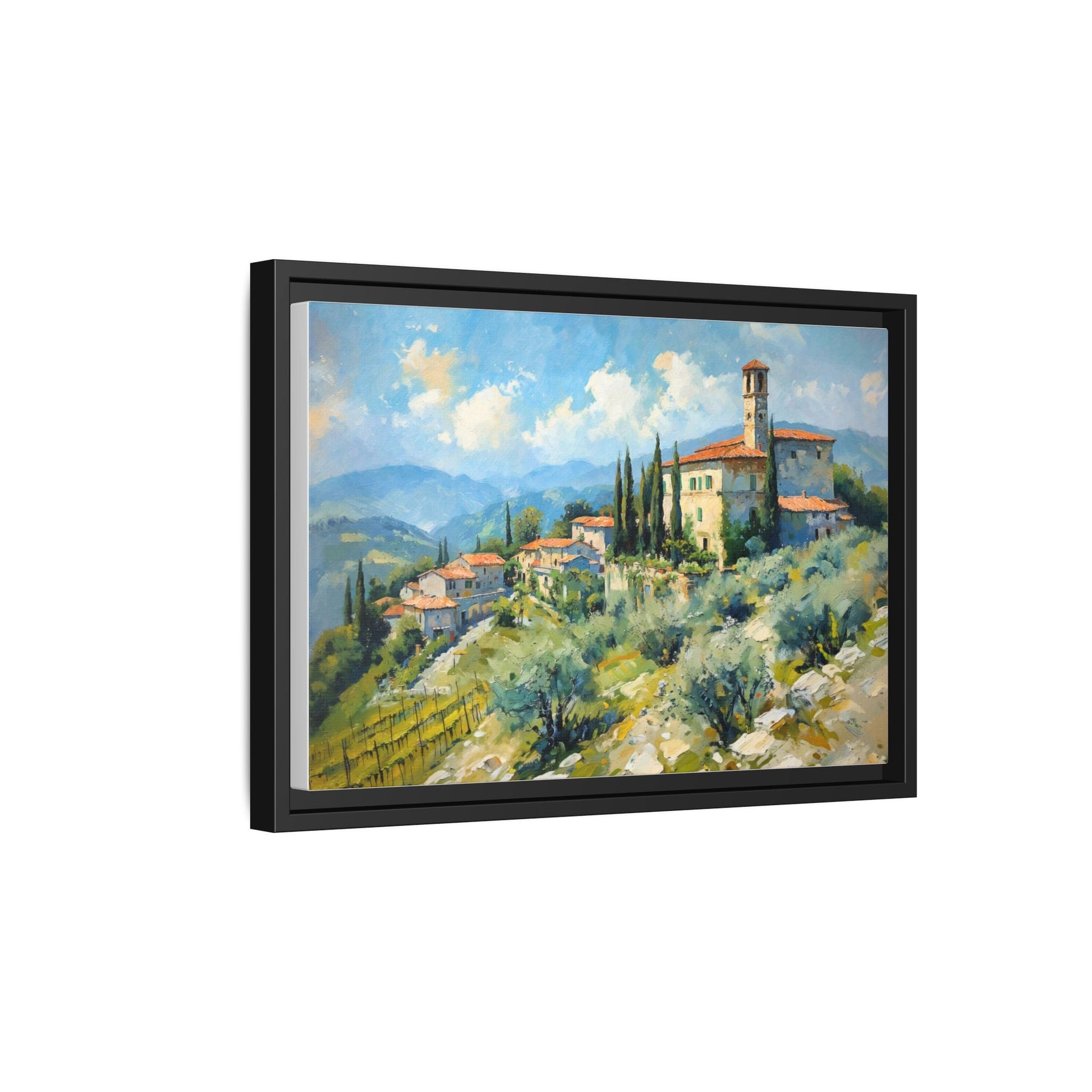 Tuscan Village on Hill - Captivating Italian Landscape Canvas Print for Timeless Home Décor