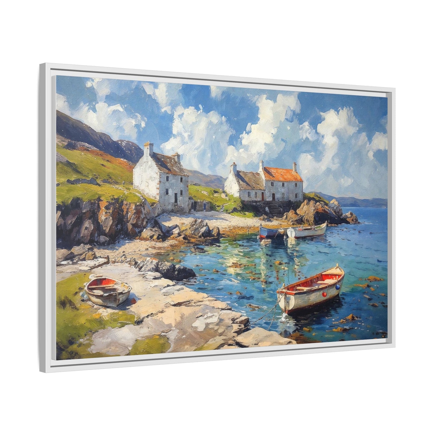 Island Harbour Coastal Landscape - Serene Wall Art Print for Home Décor