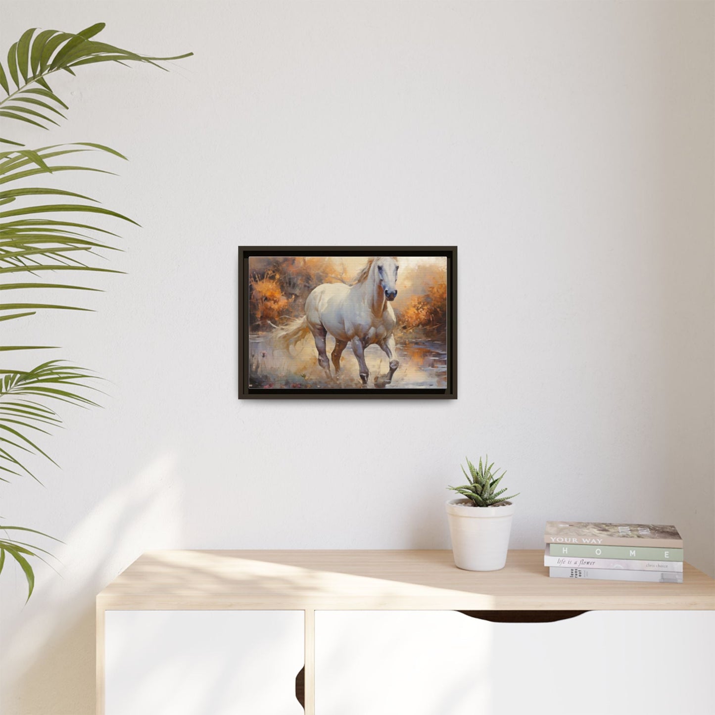 Arabian Horse – Elegant Pinewood Framed Wall Art for Timeless Décor