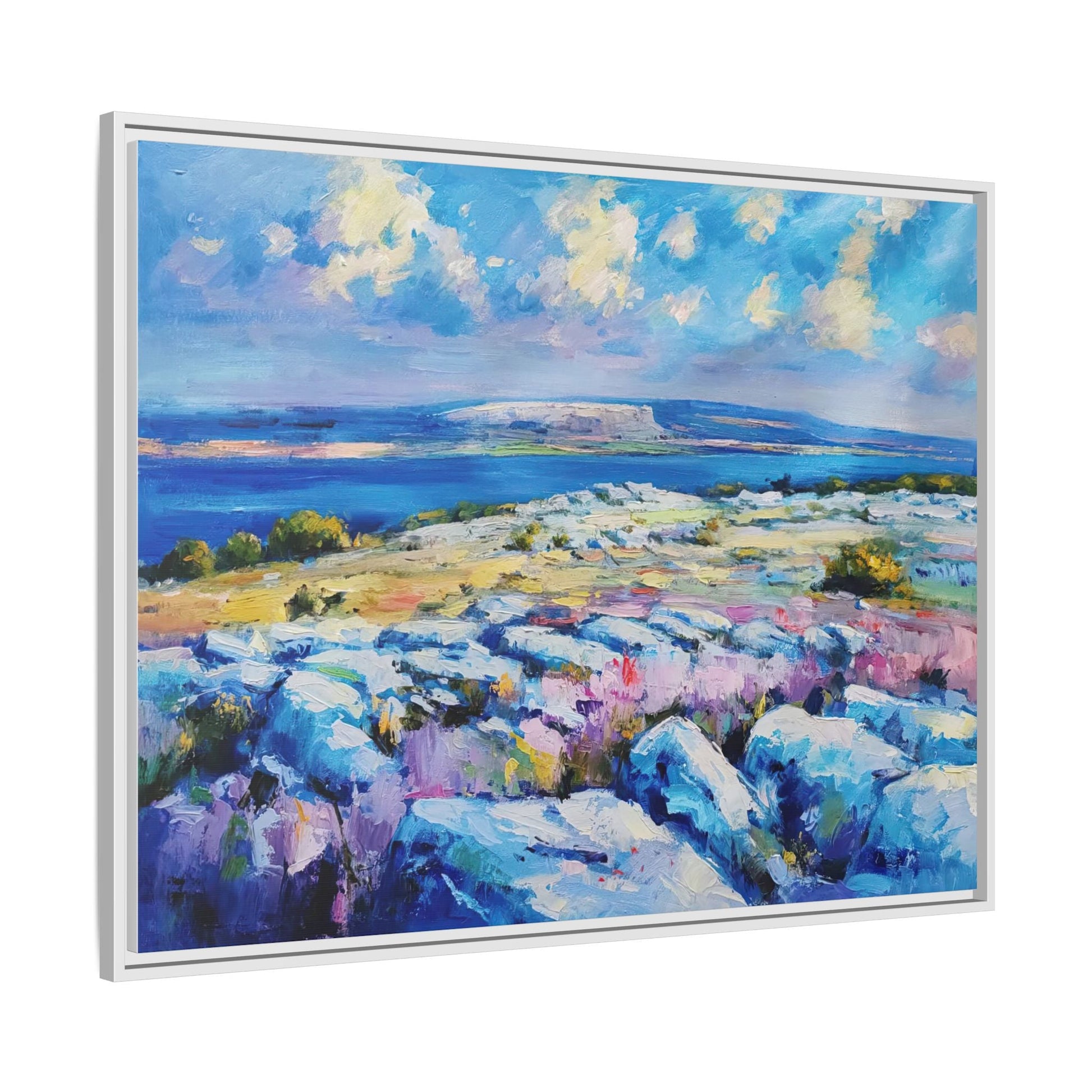 Burren 3 wall art featuring a scenic view of the Burren region in Ireland, printed on high-quality canvas with a premium frame for timeless décor