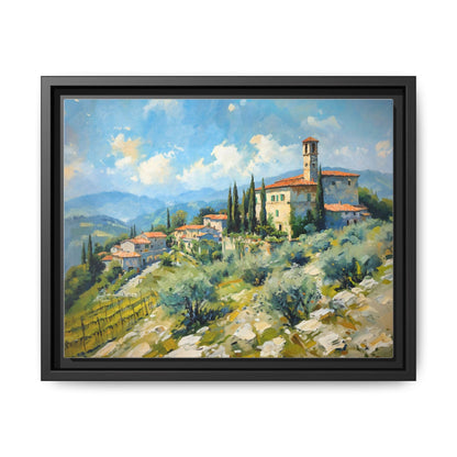 Tuscan Village on Hill - Captivating Italian Landscape Canvas Print for Timeless Home Décor