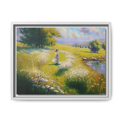 Young Girl By Lake Wall Art - Serene Portrait of a Girl by a Tranquil Lake for Home Décor