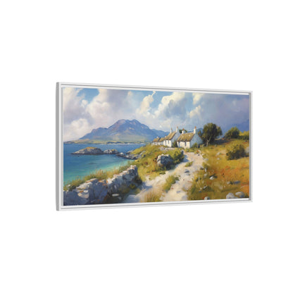 Blustery Day wall art featuring a dramatic wind-swept landscape in a pinewood frame.