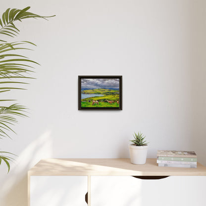 Cushendun Hills wall art showcasing rolling hills and scenic Irish landscapes, framed in high-quality materials for an elegant look.