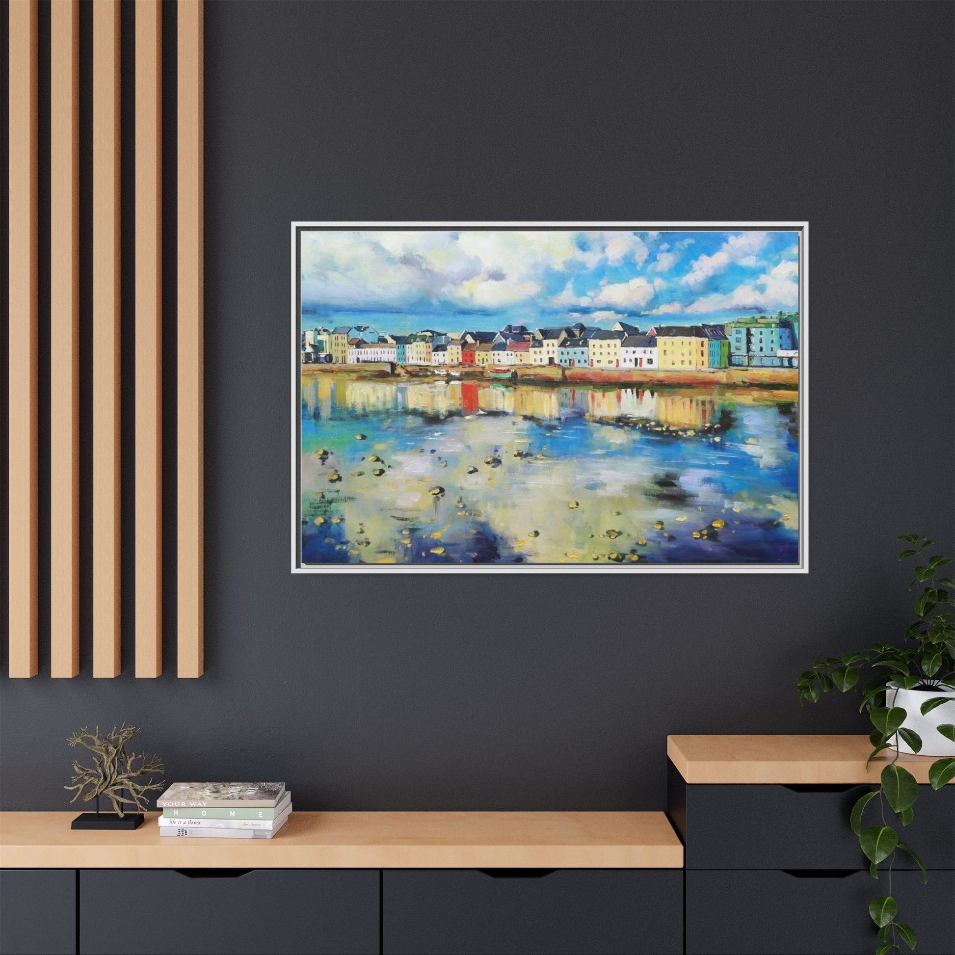 Galway Reflections wall art featuring serene Irish landscapes and water reflections, framed in premium quality wood.