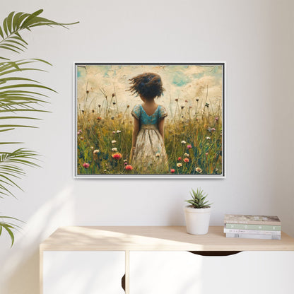 Young Girl In Flowers Wall Art - Graceful Portrait of Girl Surrounded by Flowers for Home Décor