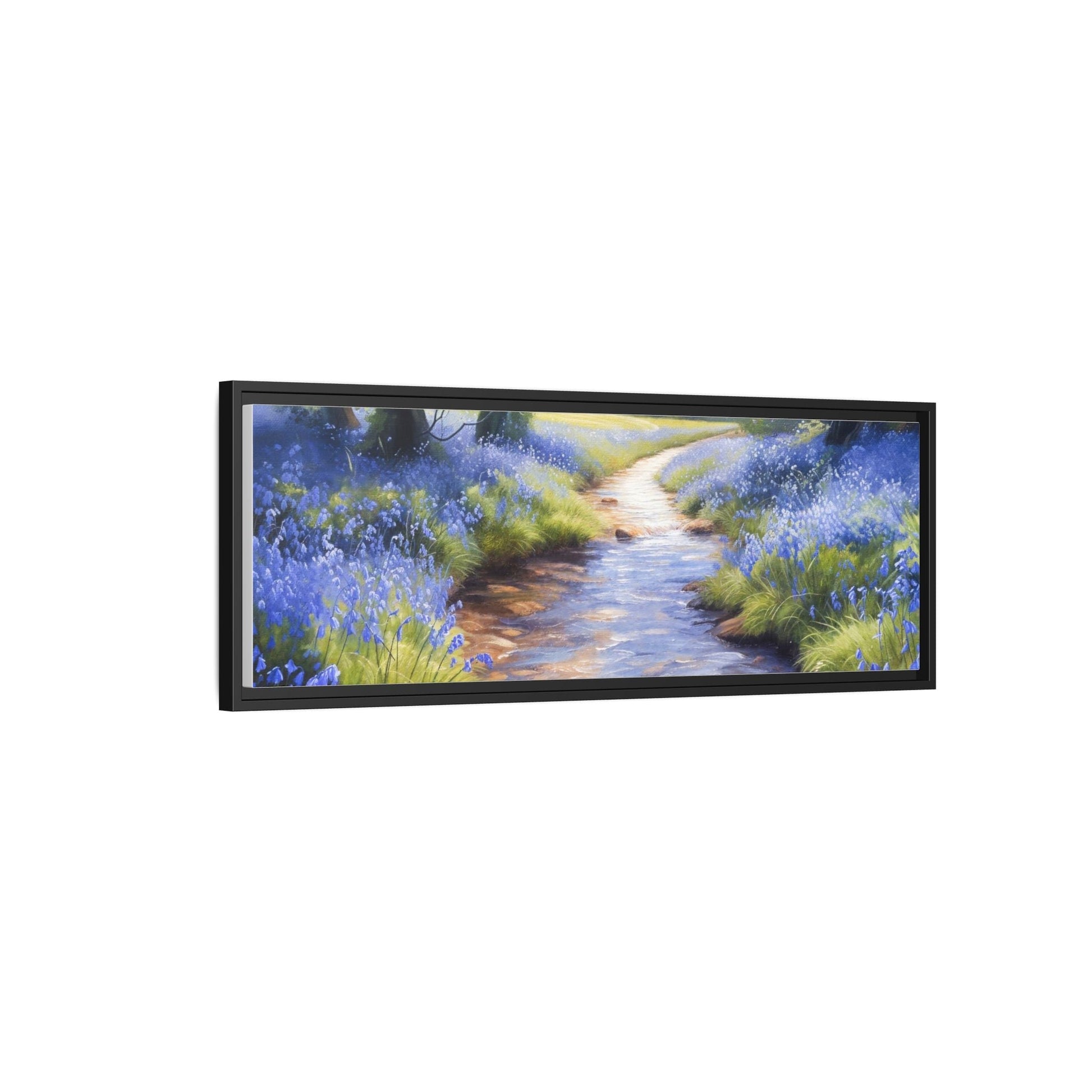 Bluebell Stream Wall Art - Serene Nature Landscape Canvas Print