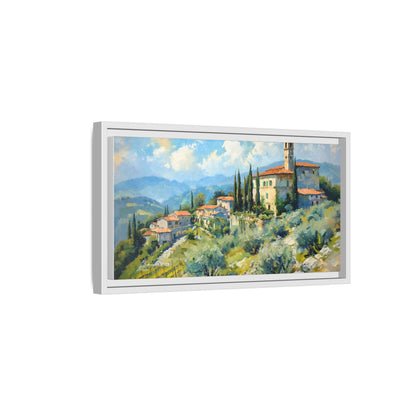 Tuscan Village on Hill - Captivating Italian Landscape Canvas Print for Timeless Home Décor