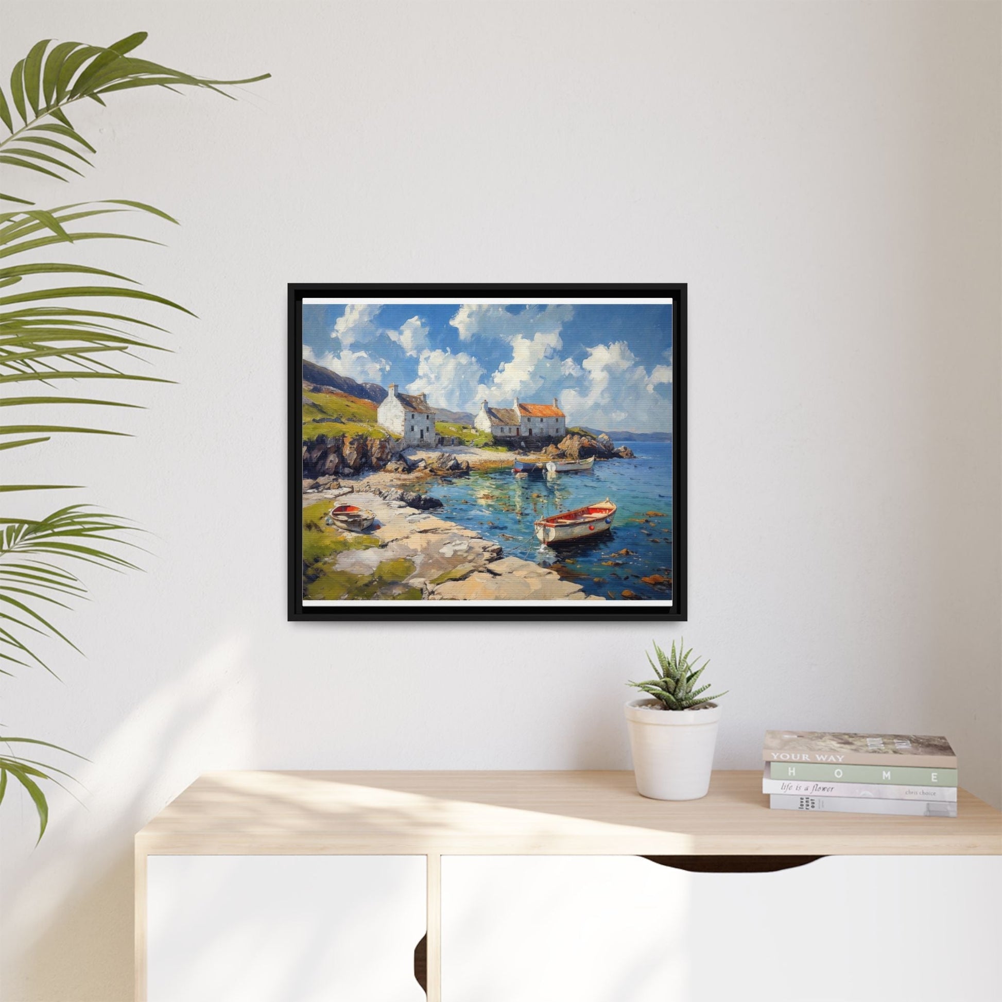 Island Harbour Coastal Landscape - Serene Wall Art Print for Home Décor