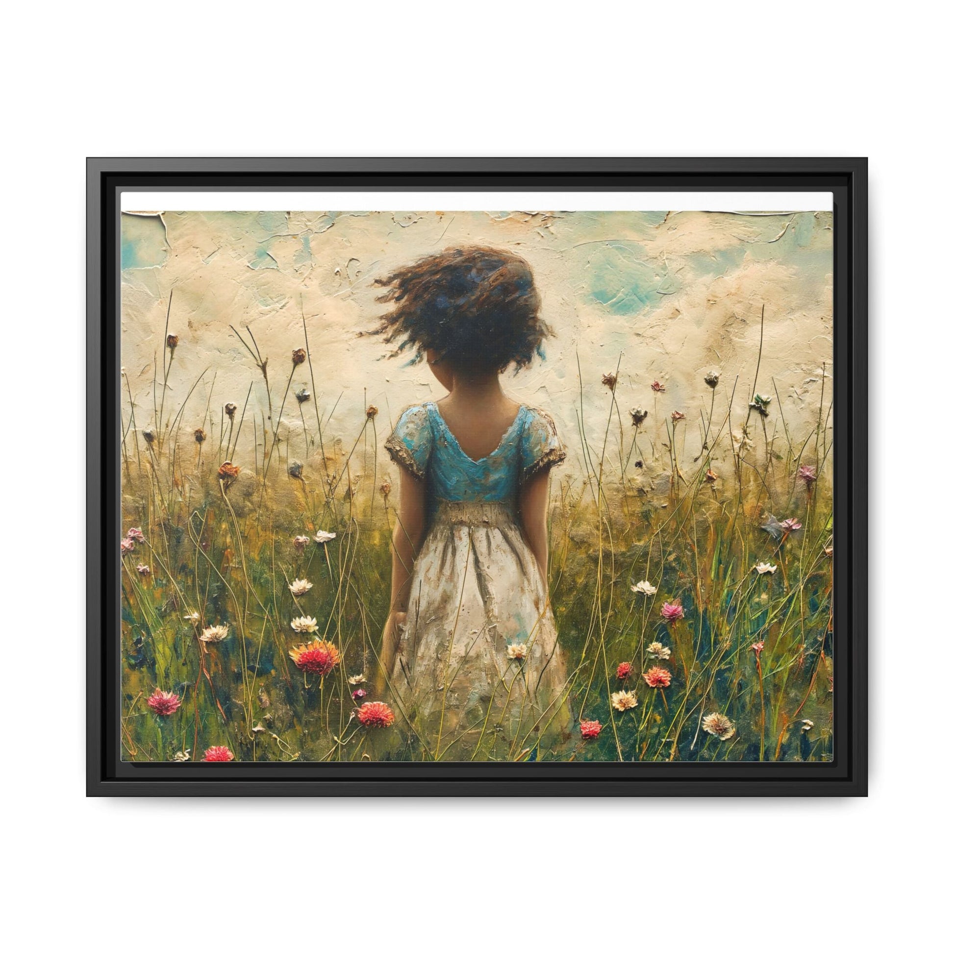 Young Girl In Flowers Wall Art - Graceful Portrait of Girl Surrounded by Flowers for Home Décor