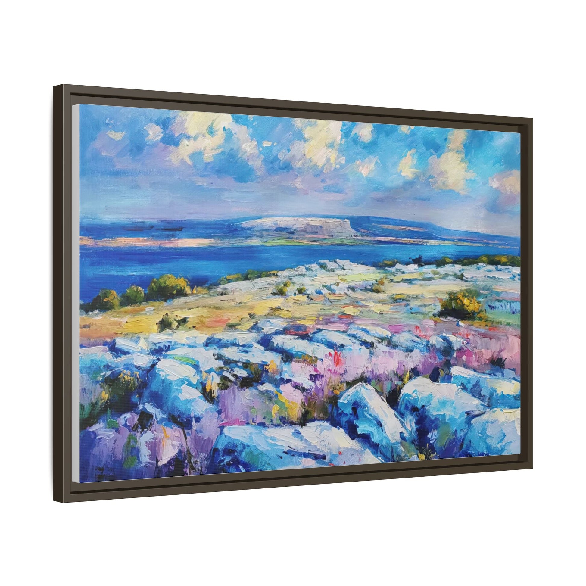 Burren 3 wall art featuring a scenic view of the Burren region in Ireland, printed on high-quality canvas with a premium frame for timeless décor