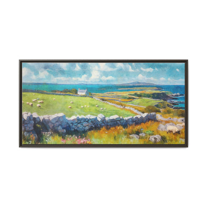 Far Flung Shores W.COL wall art featuring a serene coastal landscape, printed on high-quality canvas with a premium pinewood frame.