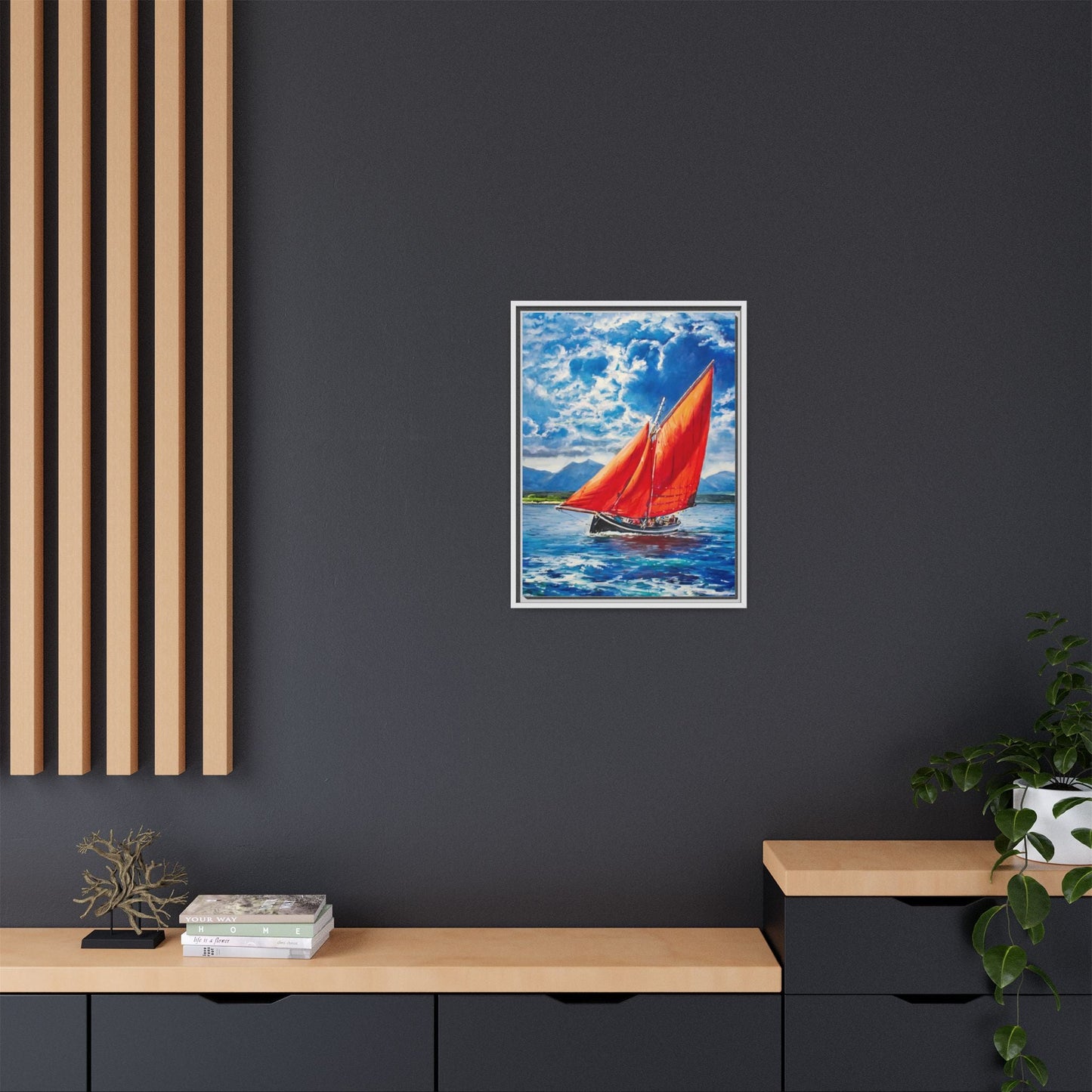 Single Galway Hooker – Premium Pinewood Art Frame for Timeless Décor