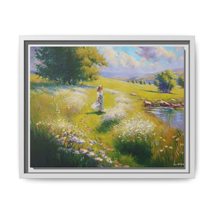 Young Girl By Lake Wall Art - Serene Portrait of a Girl by a Tranquil Lake for Home Décor