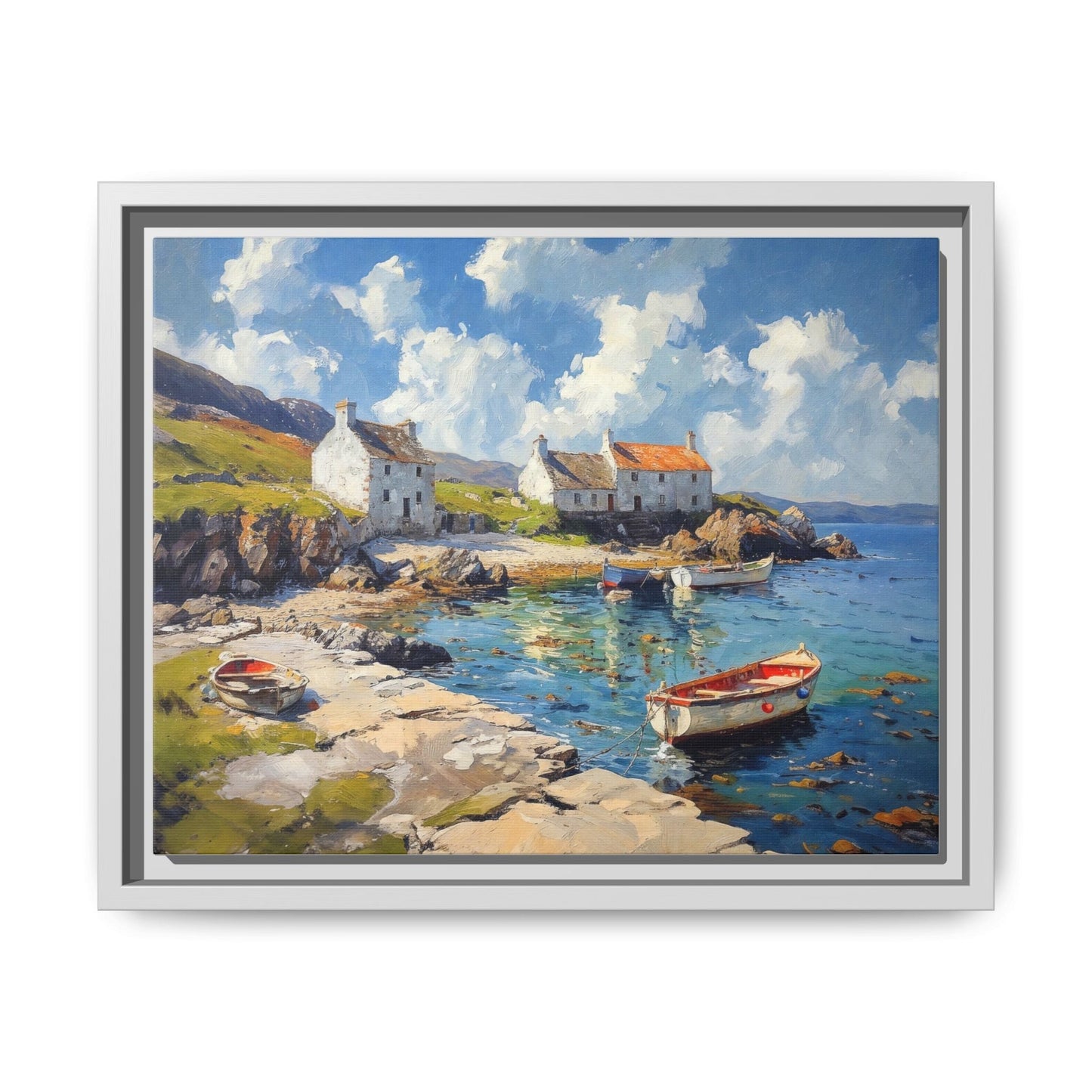 Island Harbour Coastal Landscape - Serene Wall Art Print for Home Décor