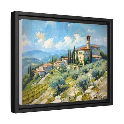 Tuscan Village on Hill - Captivating Italian Landscape Canvas Print for Timeless Home Décor