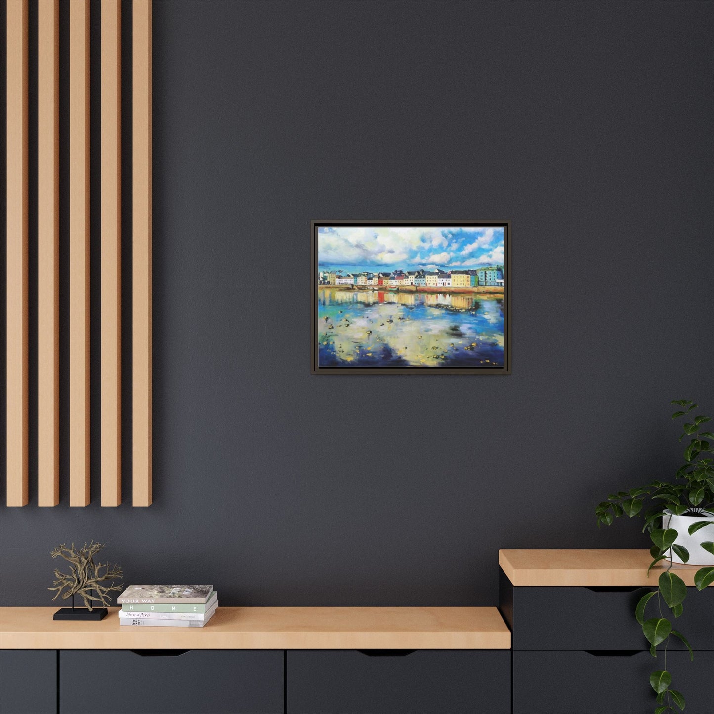 Galway Reflections wall art featuring serene Irish landscapes and water reflections, framed in premium quality wood.