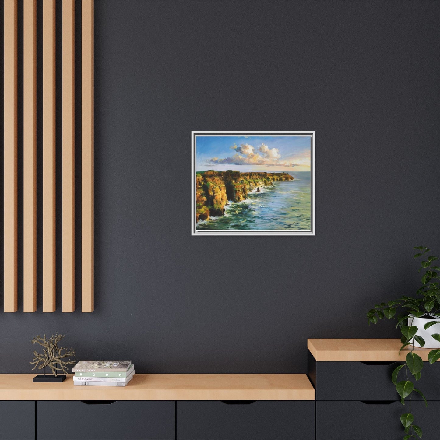 Cliffs of Moher wall art showcasing the dramatic Irish coastline, printed on high-quality canvas to bring natural beauty into your home décor.