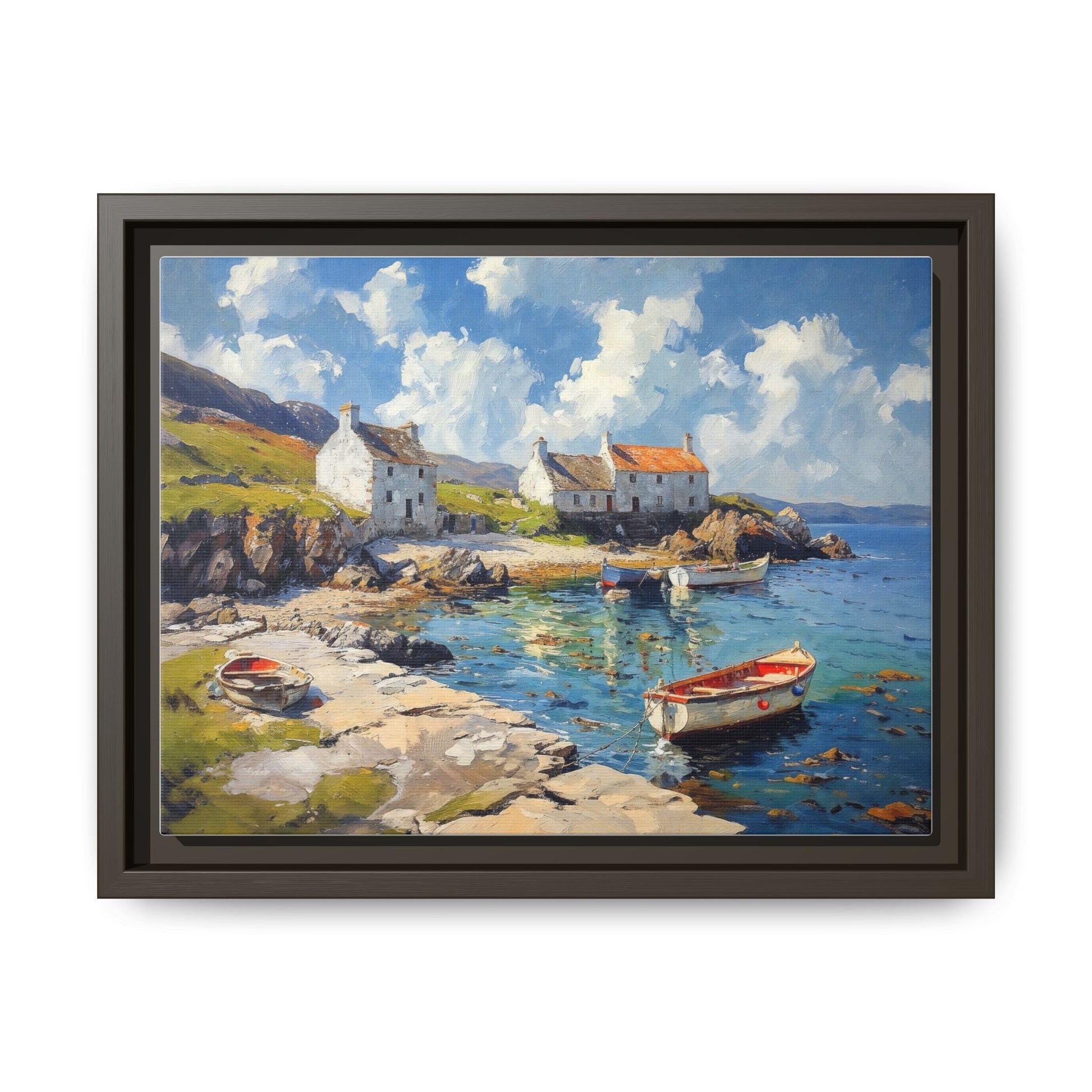 Island Harbour Coastal Landscape - Serene Wall Art Print for Home Décor