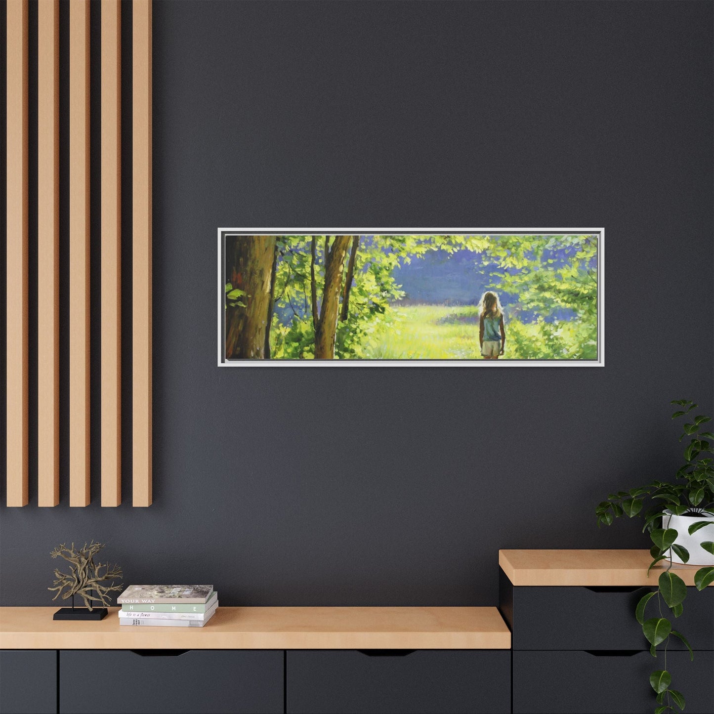 INTO THE LIGHT 11 – A captivating artwork featuring a luminous scene that evokes a sense of depth, movement, and serenity, framed in premium pinewood for timeless décor.