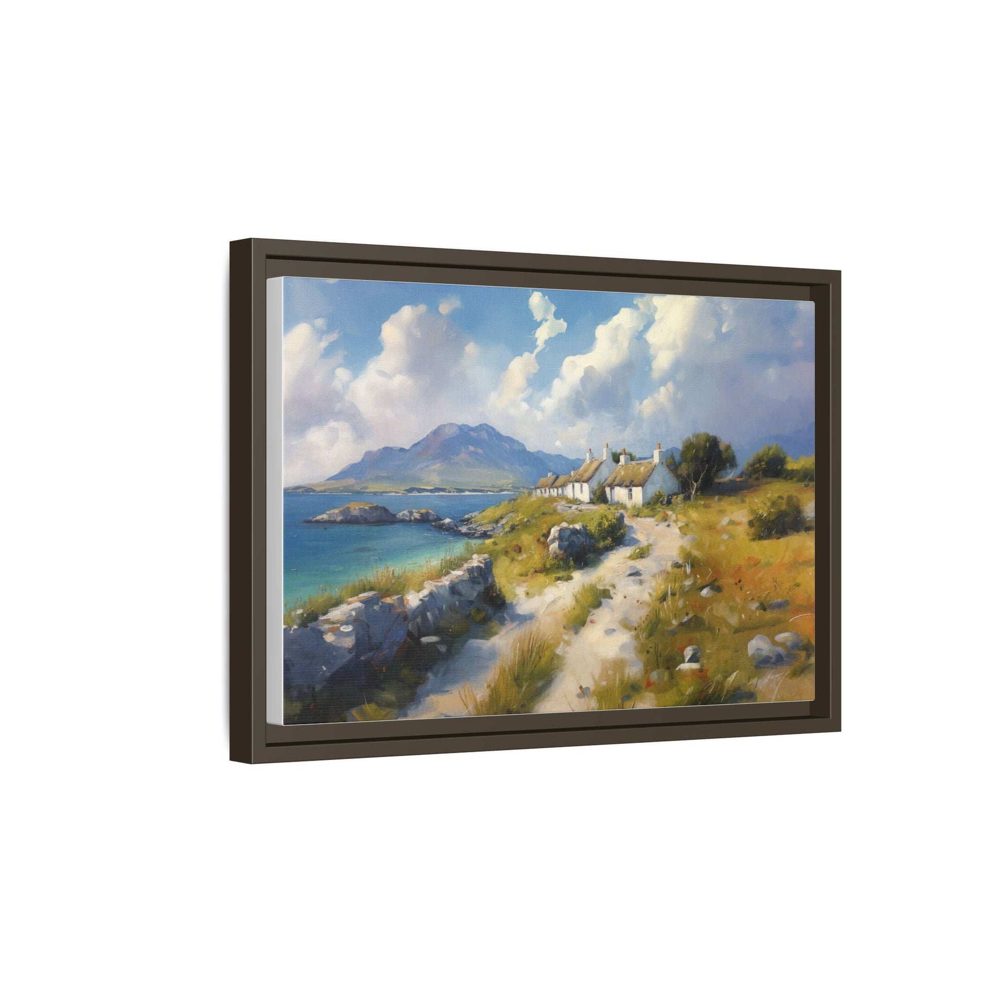 Blustery Day wall art featuring a dramatic wind-swept landscape in a pinewood frame.