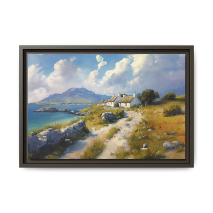 Blustery Day wall art featuring a dramatic wind-swept landscape in a pinewood frame.