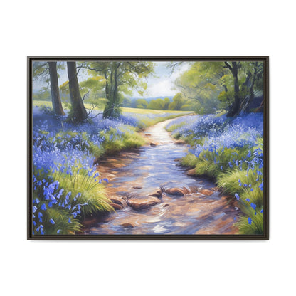 Bluebell Stream Wall Art - Serene Nature Landscape Canvas Print