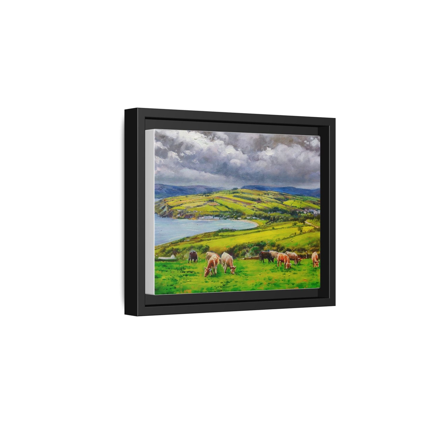 Cushendon Hills wall art showcasing rolling hills and scenic Irish landscapes, framed in high-quality materials for an elegant look.