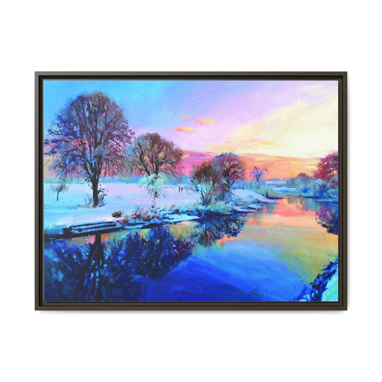 Winter Trees framed art – Premium pinewood frame with a cotton-polyester canvas print, featuring a protective coating for lasting beauty and timeless décor.