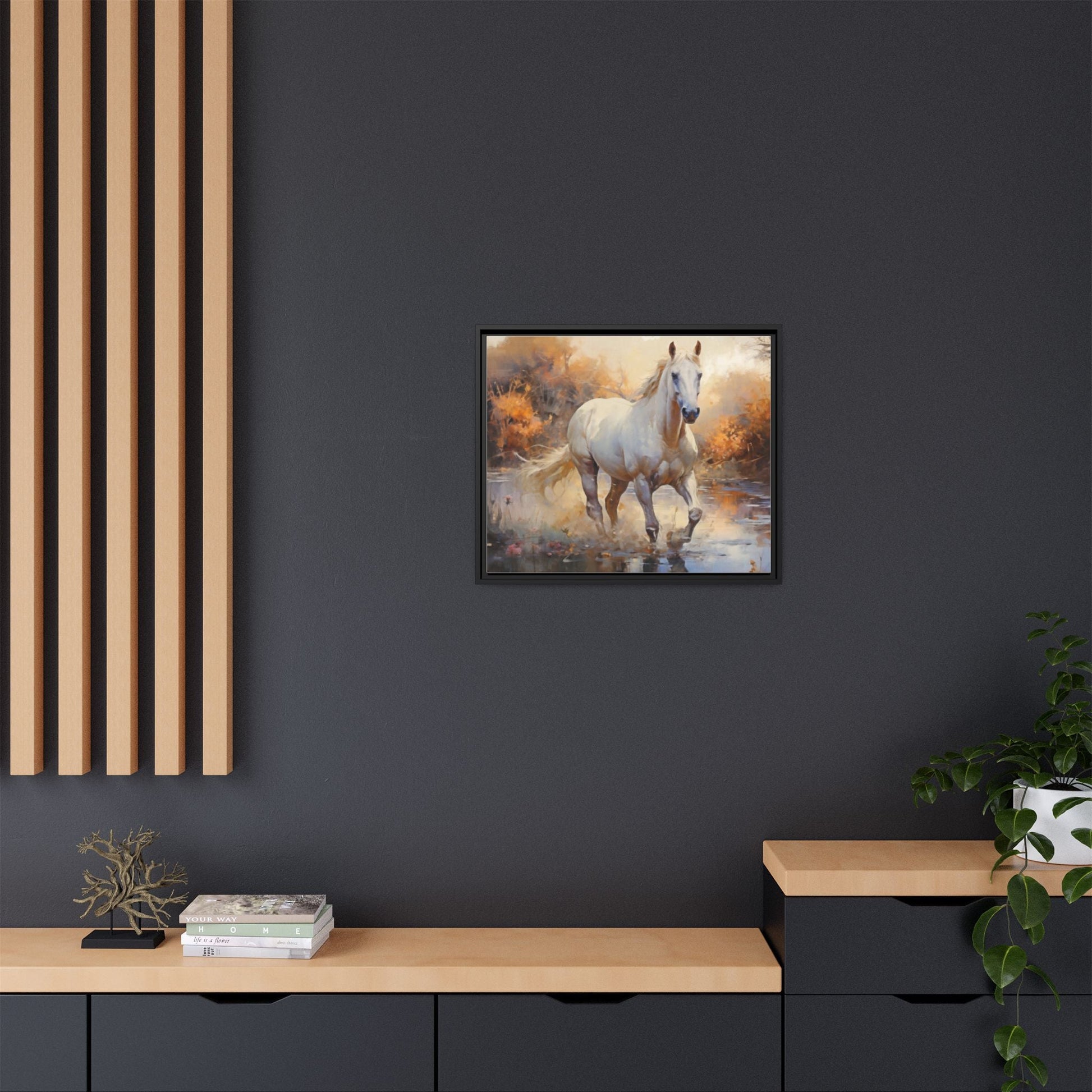 Arabian Horse – Elegant Pinewood Framed Wall Art for Timeless Décor