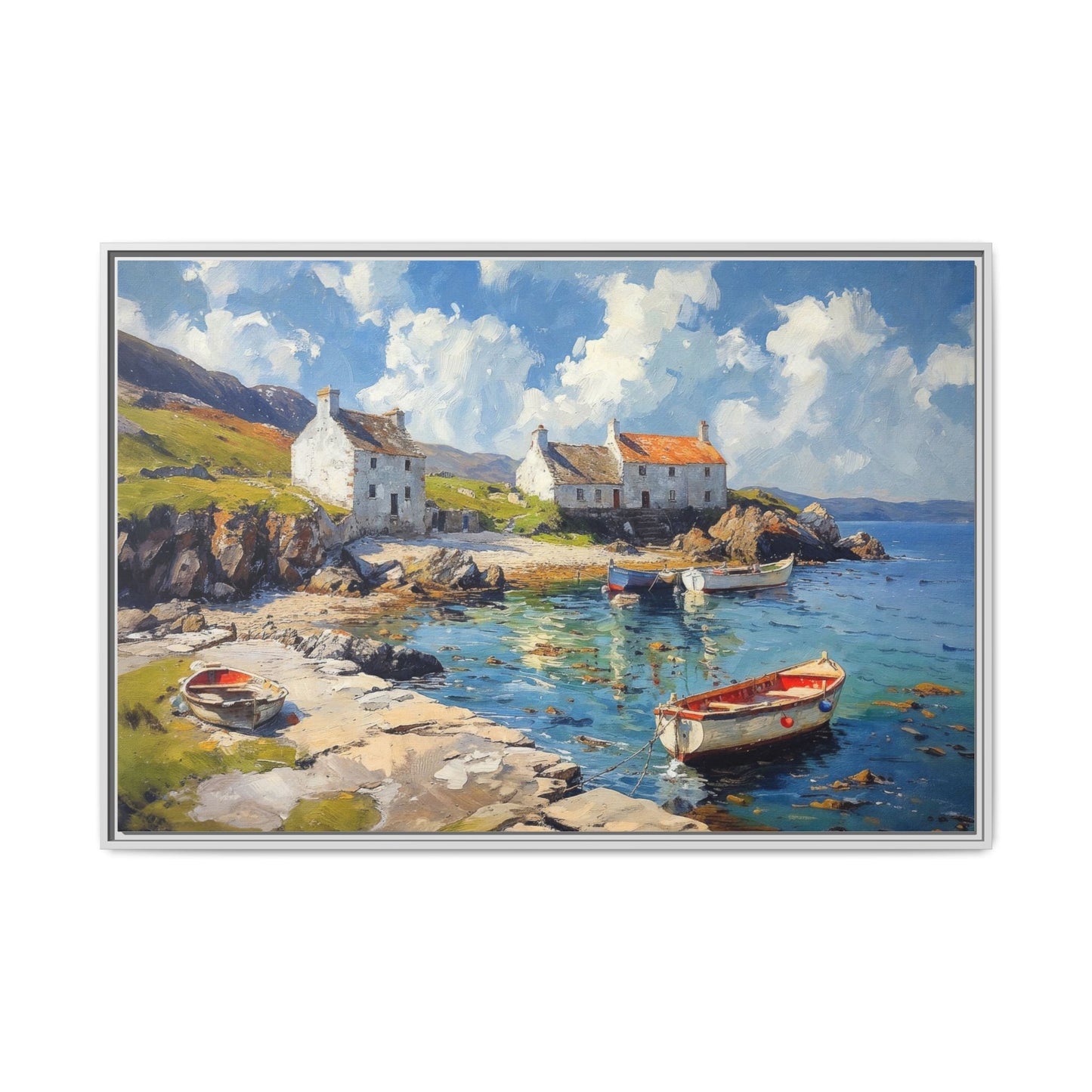 Island Harbour Coastal Landscape - Serene Wall Art Print for Home Décor