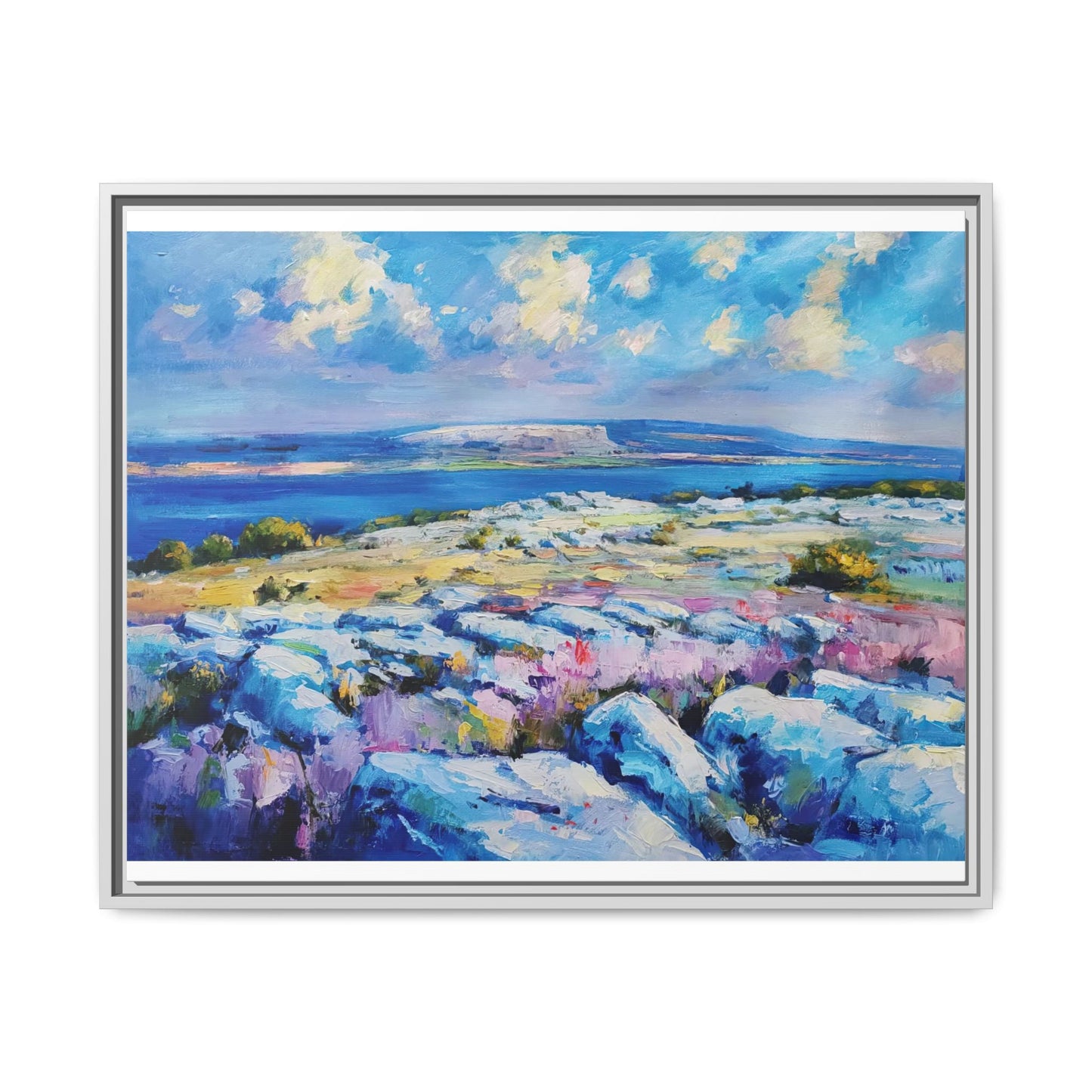 Burren 3 wall art featuring a scenic view of the Burren region in Ireland, printed on high-quality canvas with a premium frame for timeless décor