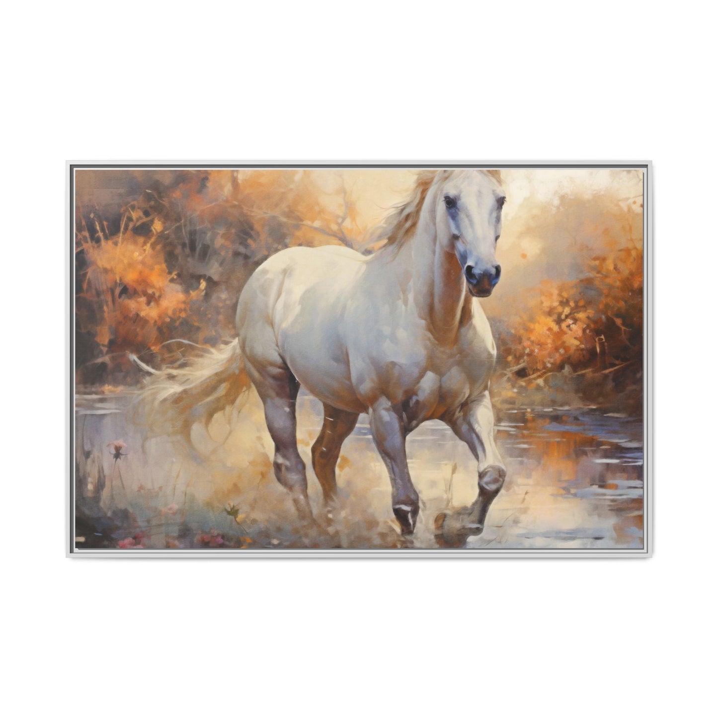 Arabian Horse – Elegant Pinewood Framed Wall Art for Timeless Décor