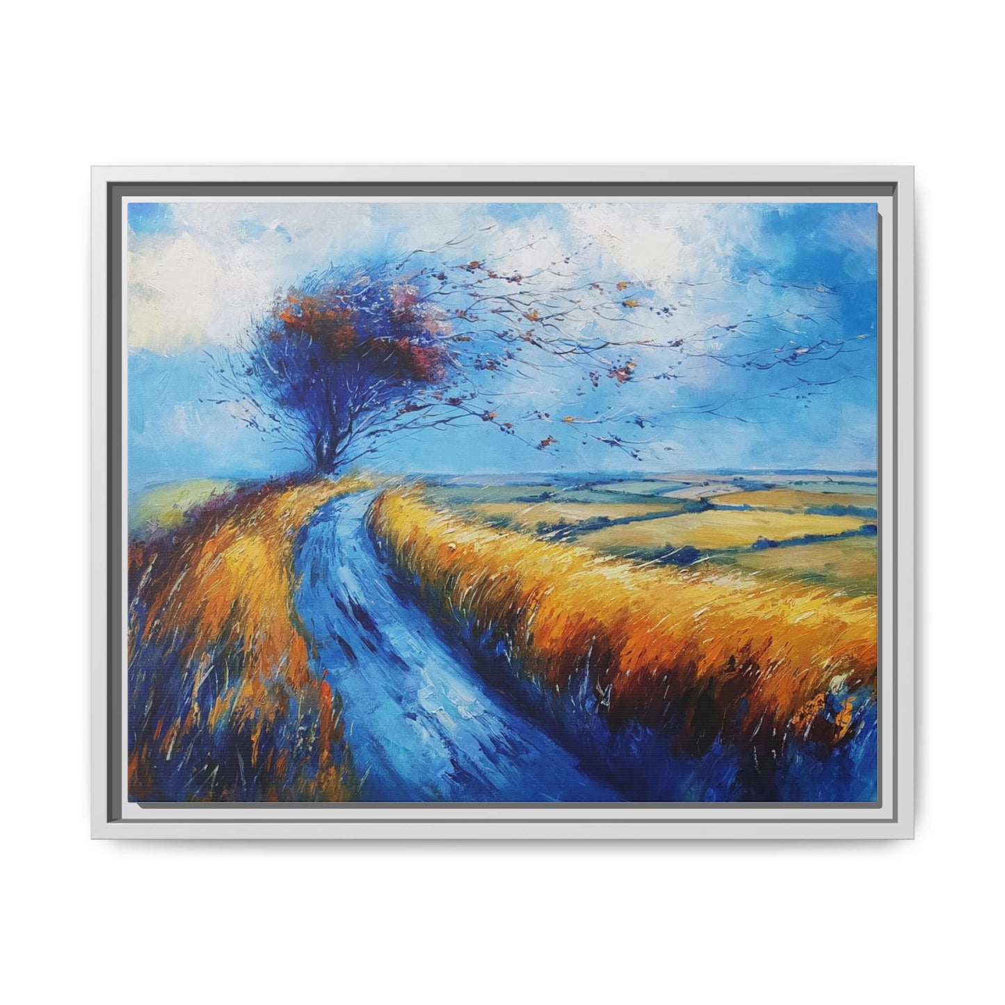 Autumn Leaves Scattering A Premium Pinewood Art Frame for Timeless Décor