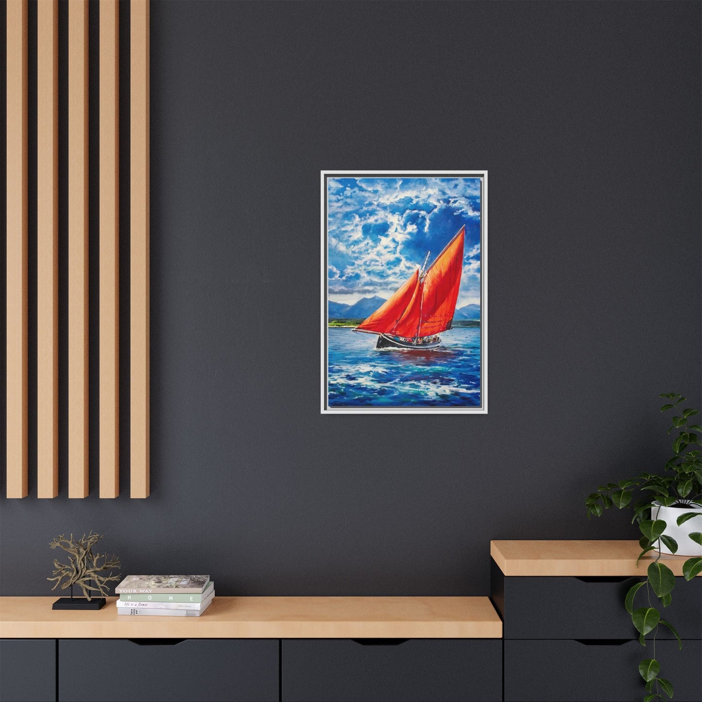 Single Galway Hooker – Premium Pinewood Art Frame for Timeless Décor