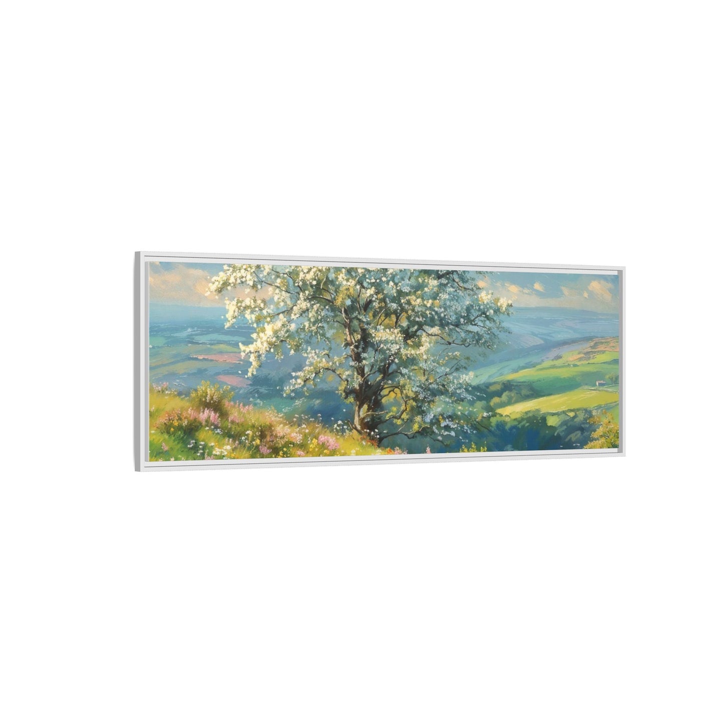 Whitethorn in Bloom wall art featuring a vibrant scene of blooming whitethorn trees, printed on high-quality canvas for a natural and timeless décor.