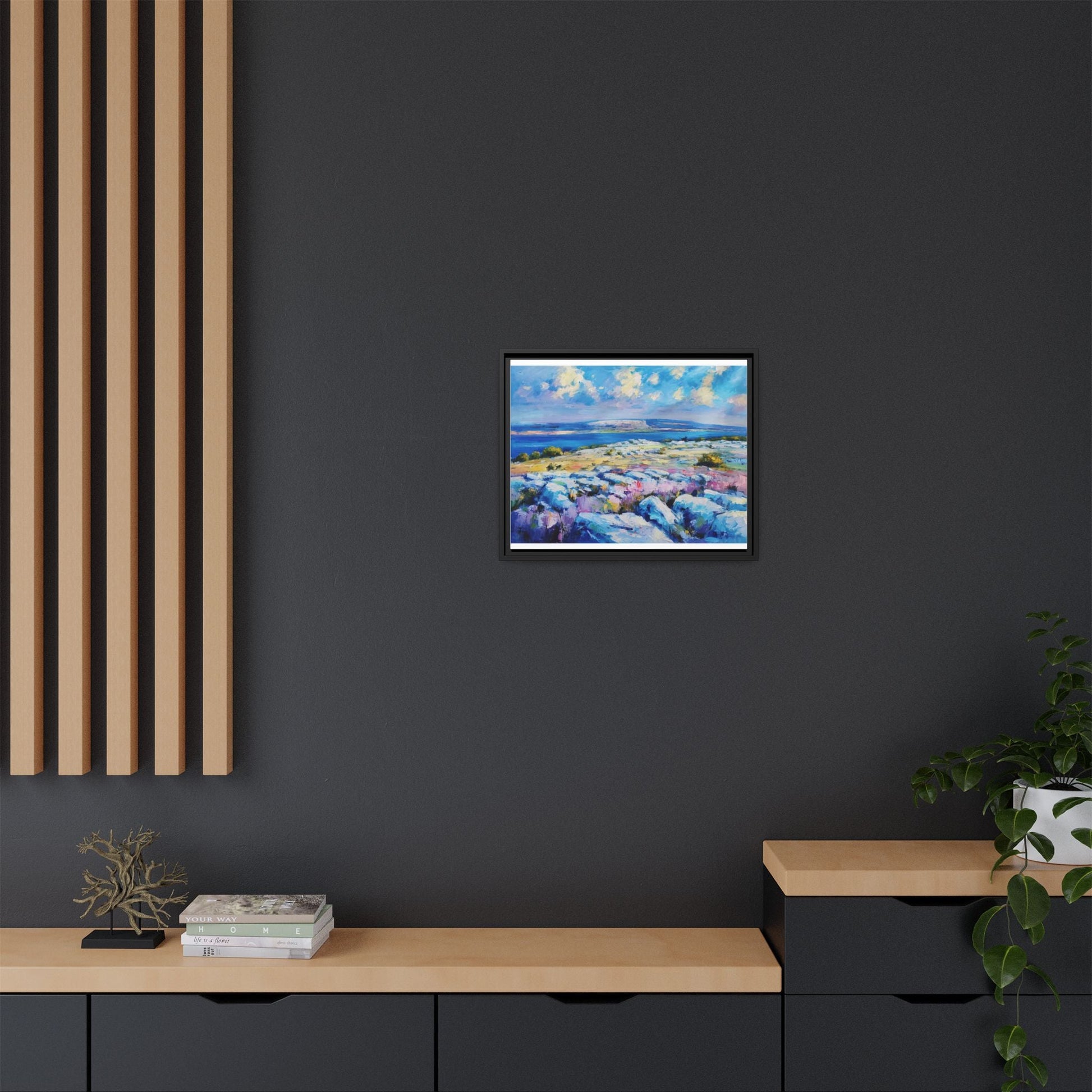 Burren 3 wall art featuring a scenic view of the Burren region in Ireland, printed on high-quality canvas with a premium frame for timeless décor