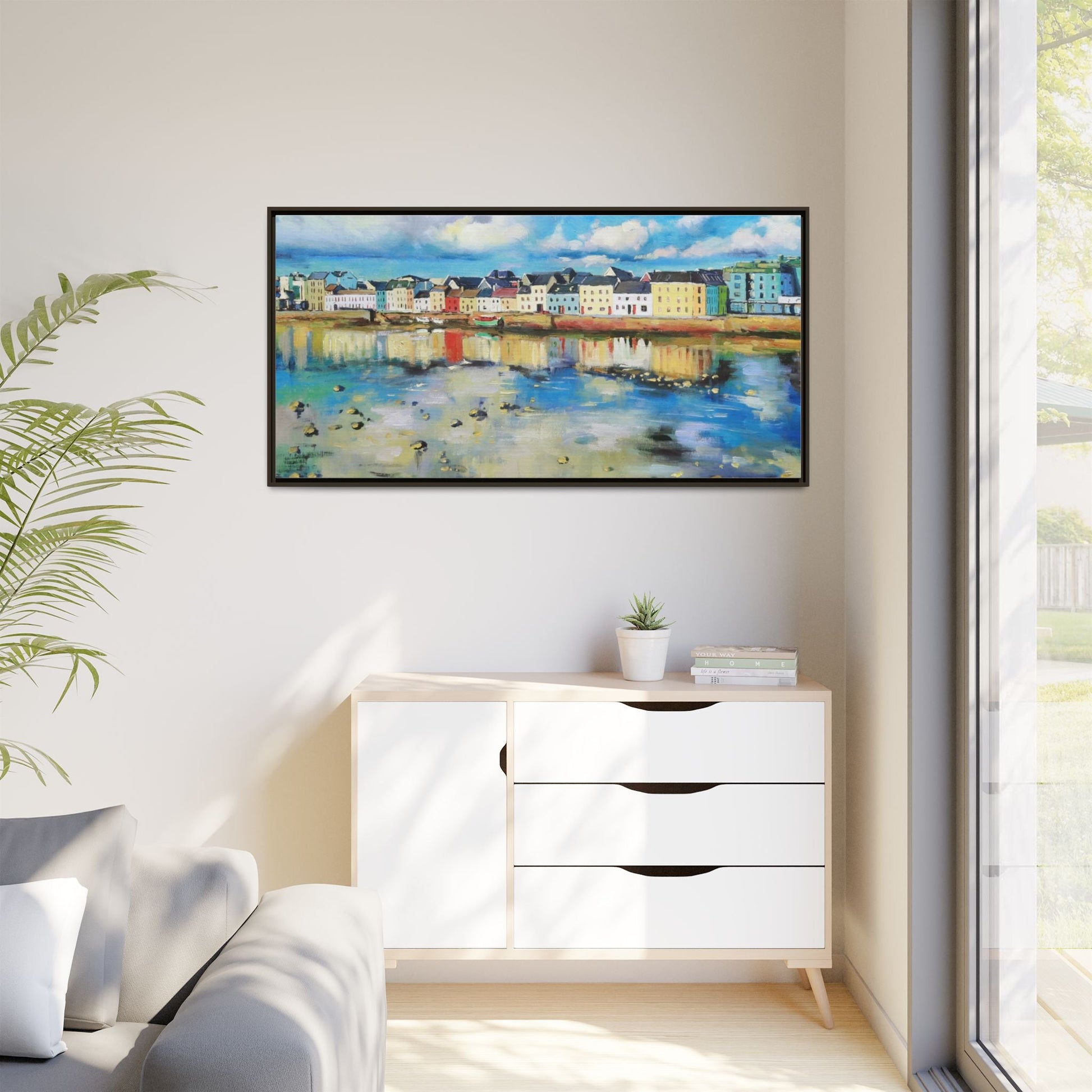 Galway Reflections wall art featuring serene Irish landscapes and water reflections, framed in premium quality wood.