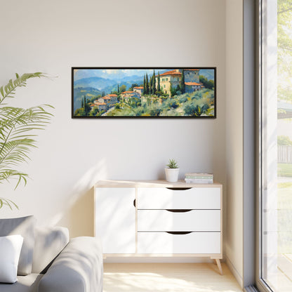 Tuscan Village on Hill - Captivating Italian Landscape Canvas Print for Timeless Home Décor