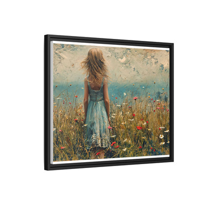 Young Girl Looking Out To Sea wall art, featuring a peaceful ocean view and a young girl in contemplation, printed on high-quality canvas for timeless décor.