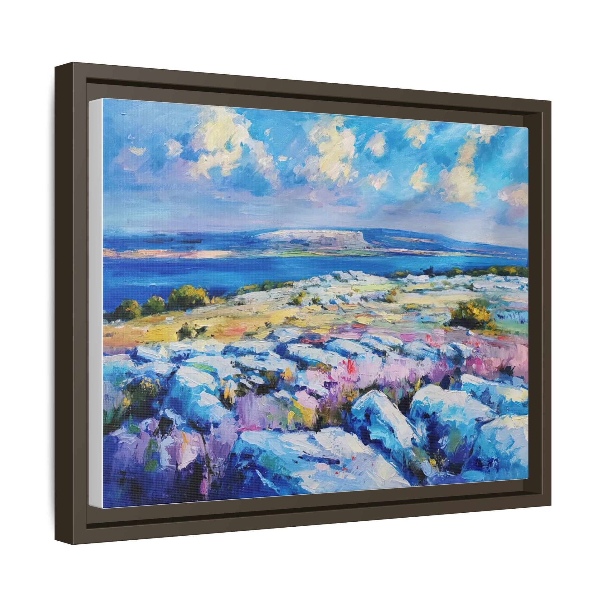 Burren 3 wall art featuring a scenic view of the Burren region in Ireland, printed on high-quality canvas with a premium frame for timeless décor