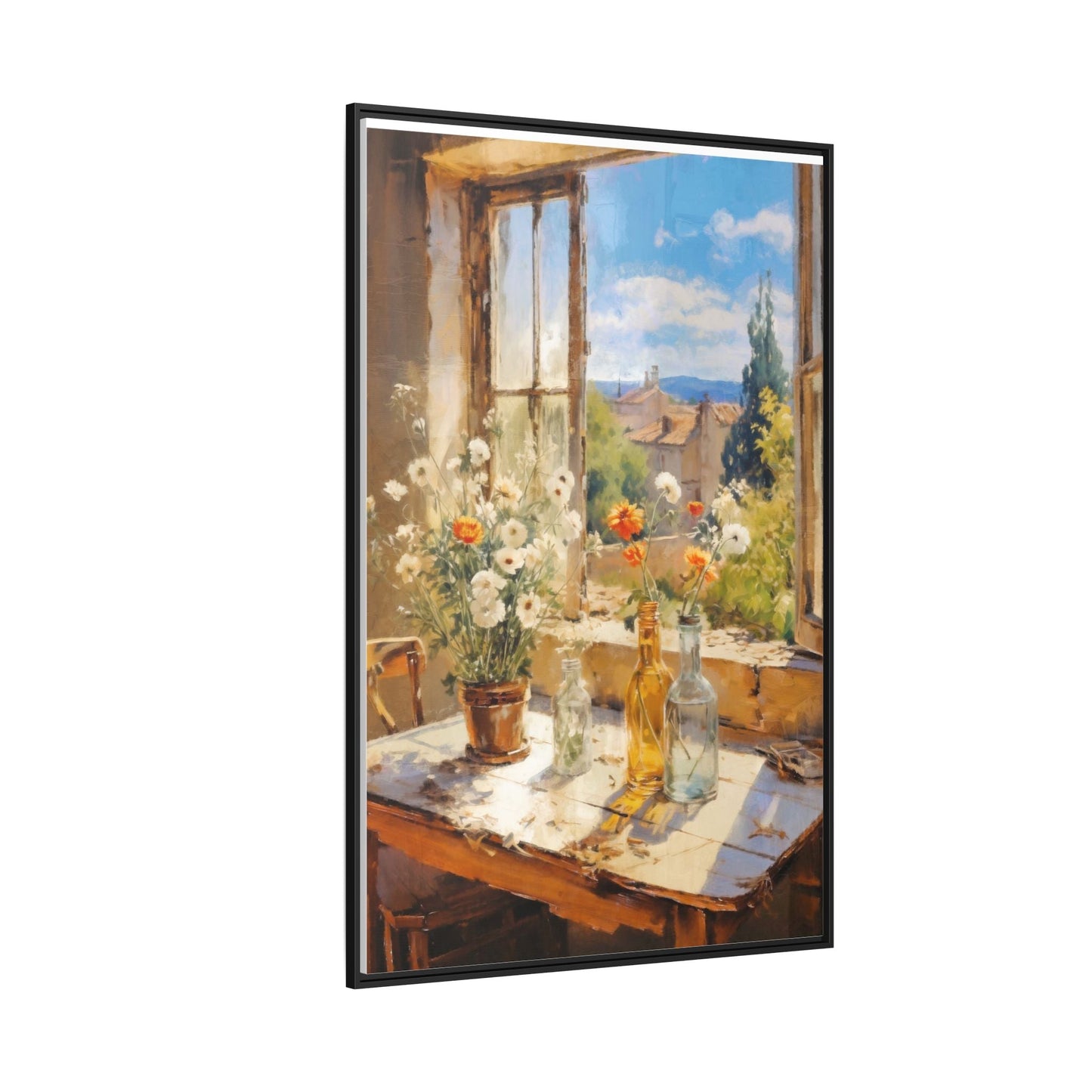 Summer Window – Elegant pinewood-framed wall art featuring a high-quality cotton-polyester canvas with vibrant colors and a timeless design.